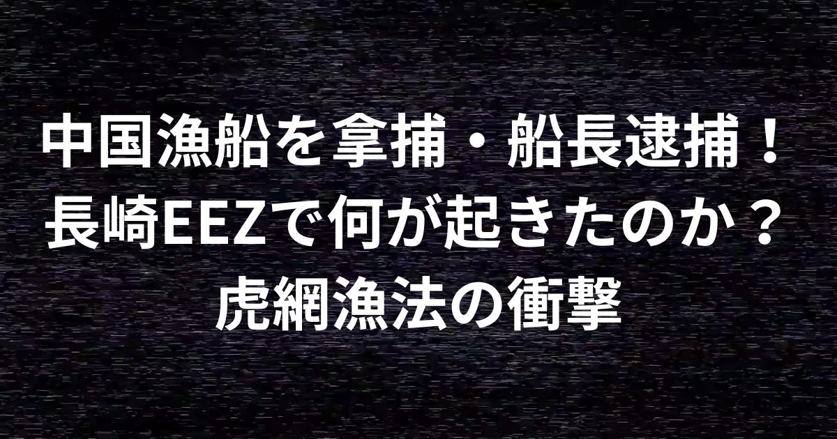 中国漁船を拿捕・船長逮捕！長崎EEZで何が起きたのか？虎網漁法の衝撃