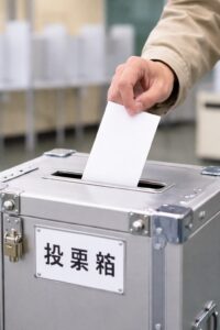 投票箱に白票を投じる画